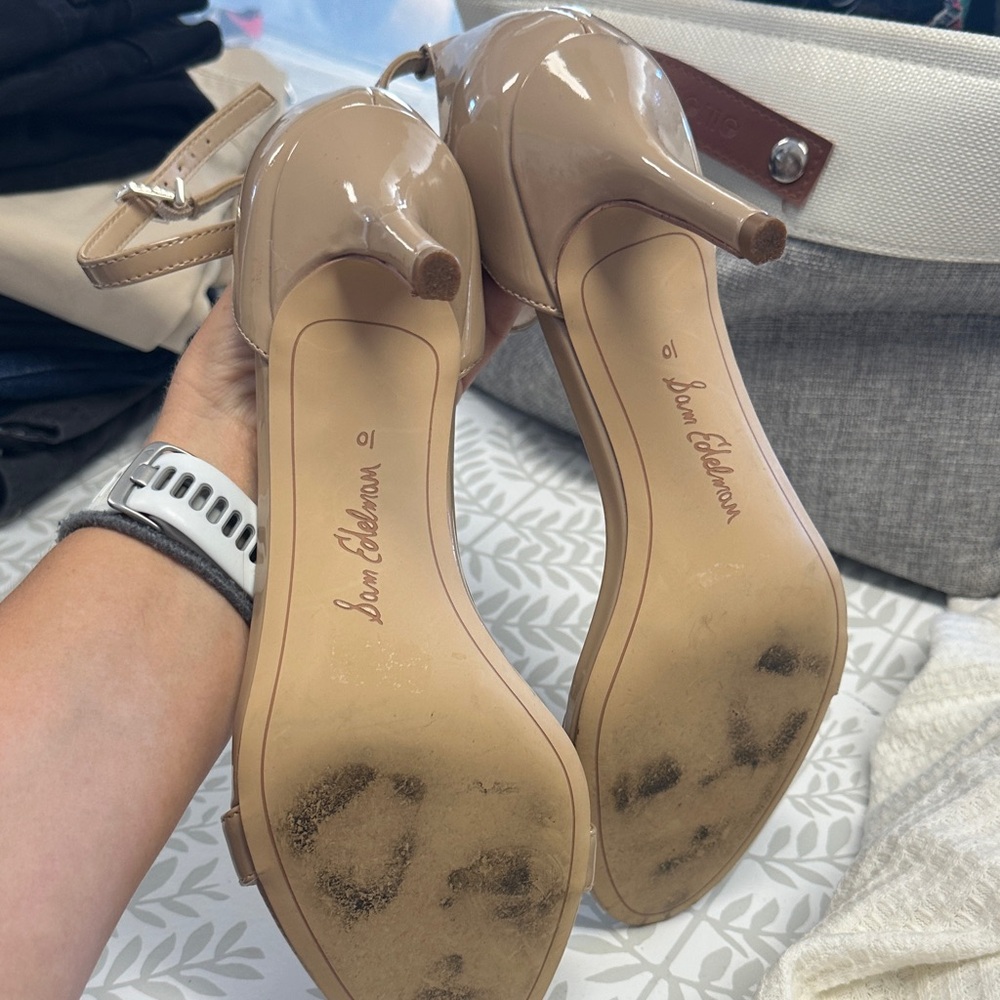 🔥 Sam Edelman Nude Strappy Heels - size 10 - Picture 2 of 4